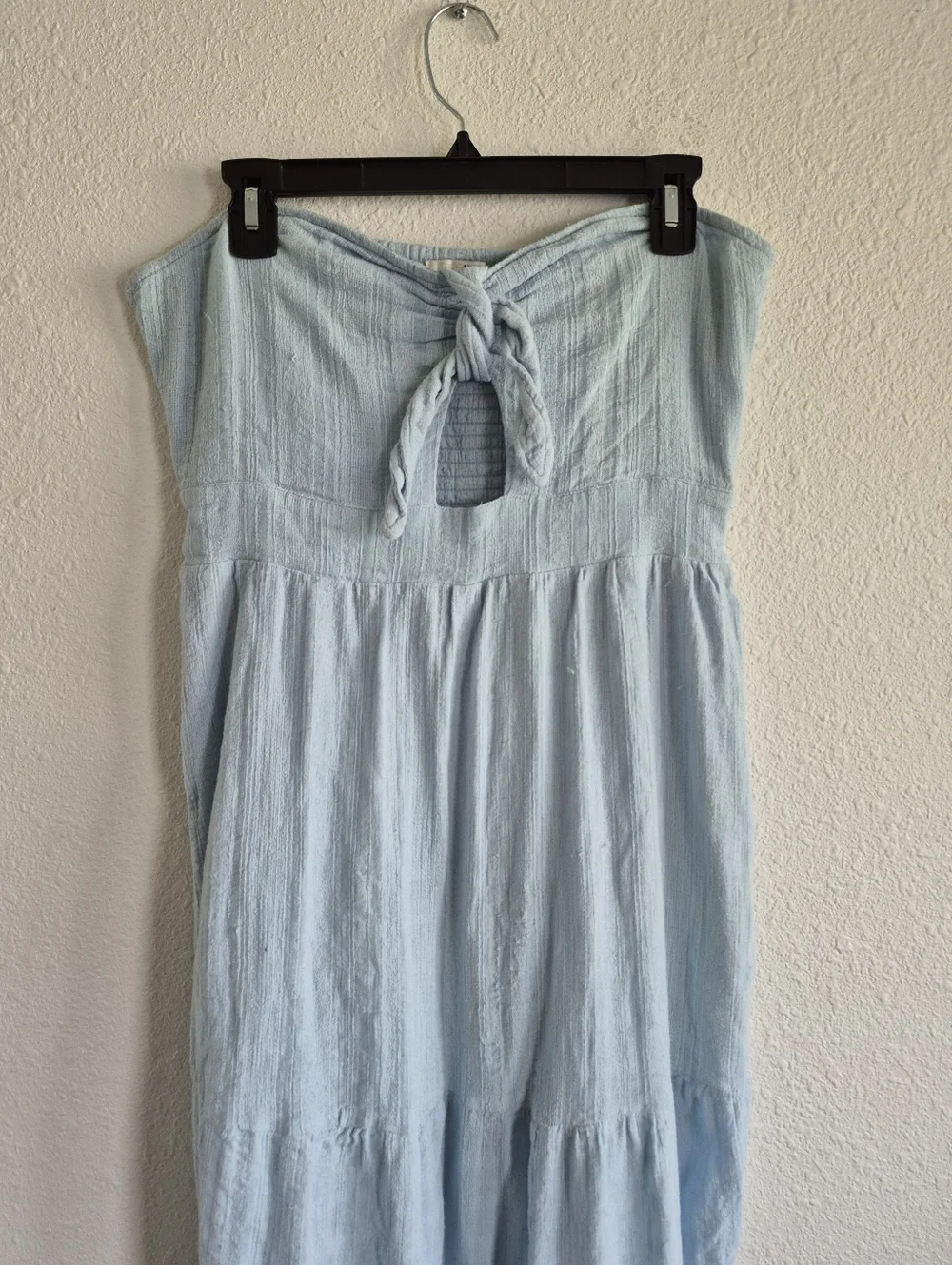 Amuse Society Light Blue Tie Front Sleeveless Tiered Maxi Dress Womens Size XL - Picture 2 of 7